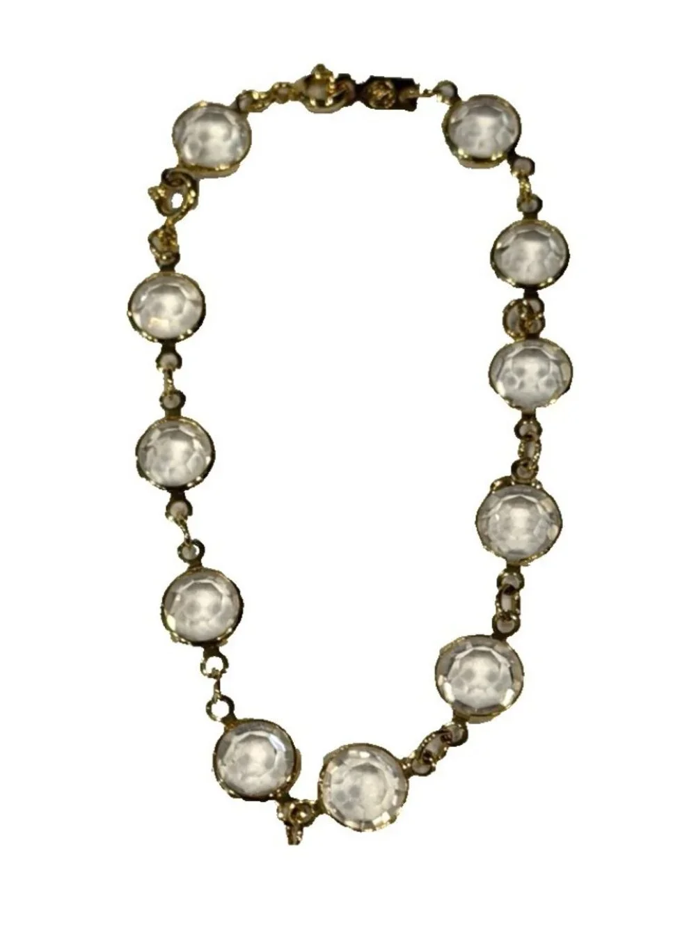 Swarovski Swan Clear Bezel Crystals Goldtone Bracelet Vintage 8.5